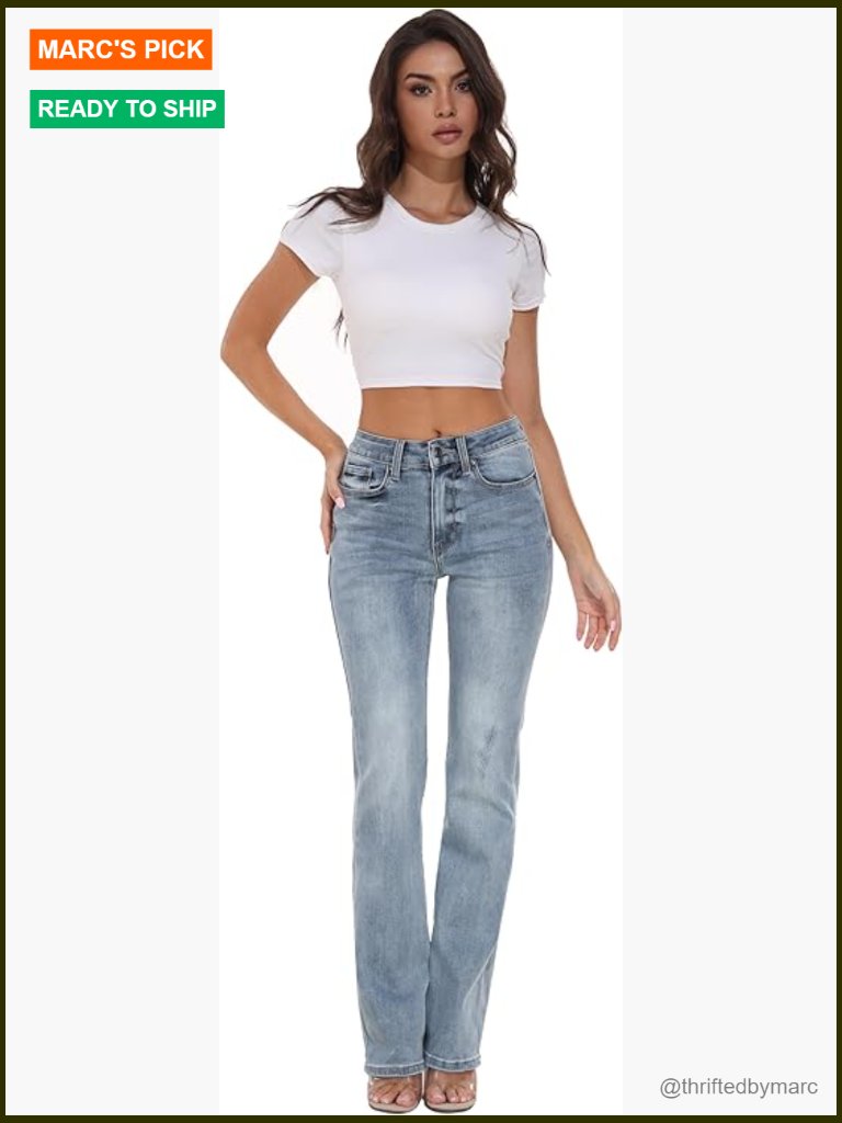 Mid Rise Bootcut Jeans With Stretch Heavyweight Denim 325 Inseam